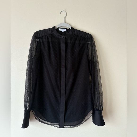 Equipment Black Sheer Sleeve Blouse Small - Picture 3 of 9